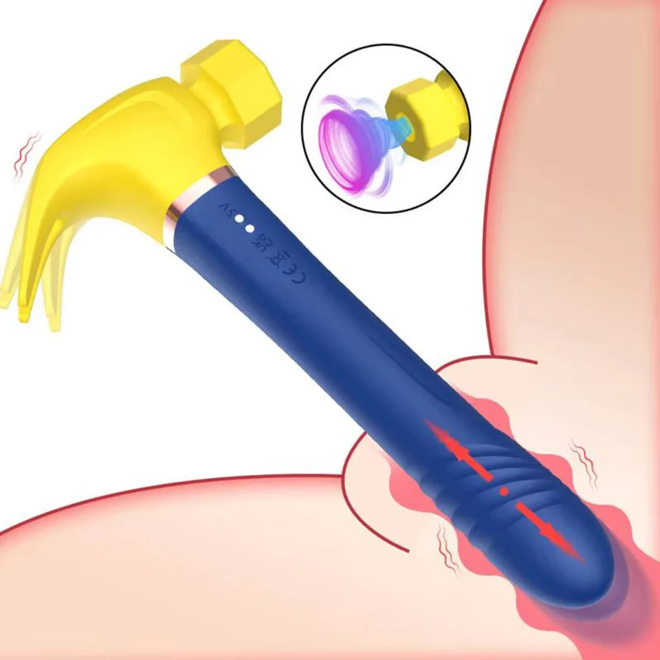 Máquina de pistola telescópica, martillo de punto G, vibrador, succionador de pezones, estimulador del clítoris, vibración sexual de conejo de succión de empuje para mujeres