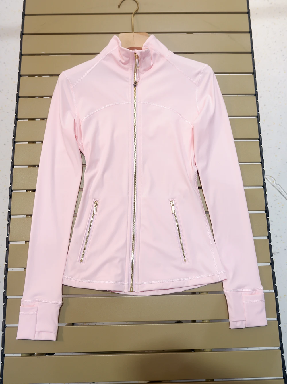 Neue Version der Gold-Reißverschluss-Slimming-Jacke, Yoga-Jacke mit Stehkragen, Slim Fit, schnelltrocknend, dünne Sportversion – Detail 10
