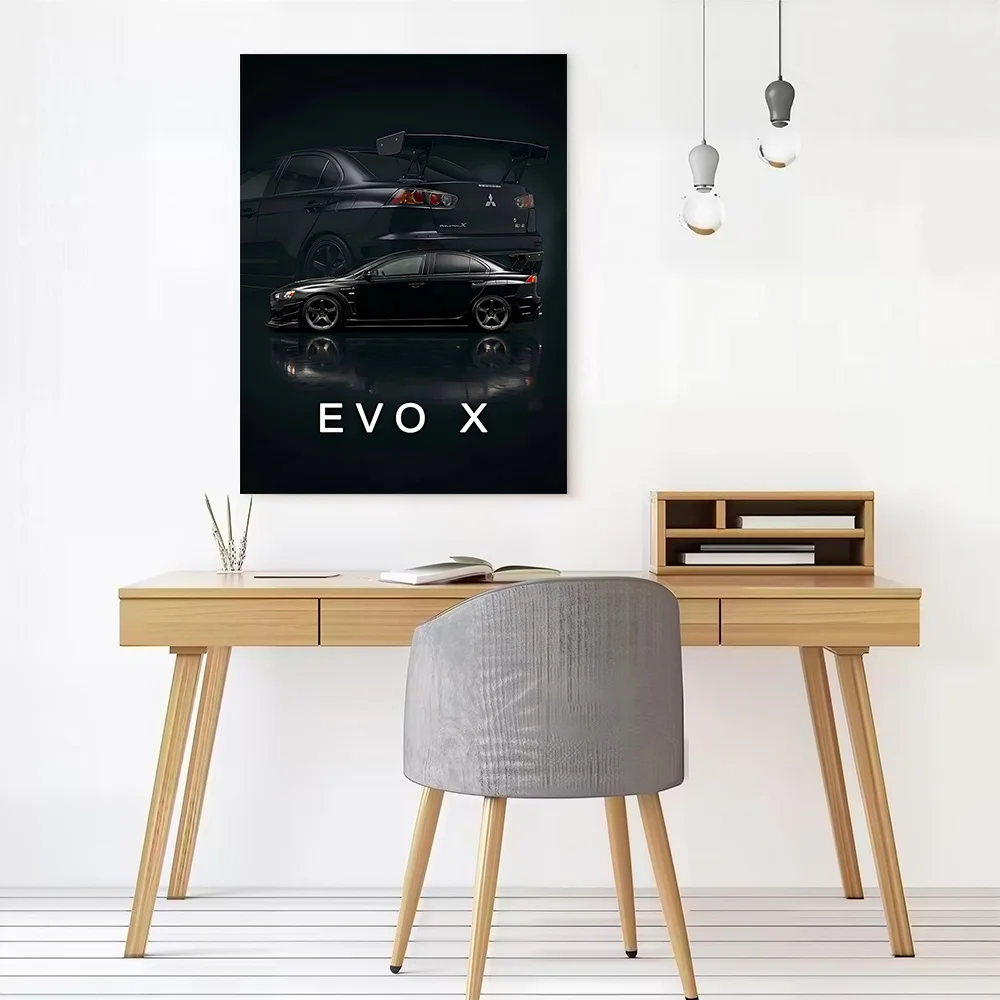 Black Japanese Car Lancer Evolution X Art Printed Canvas Poster Custom Pictures Wall Art Canvas Painting for Home and Decoration
