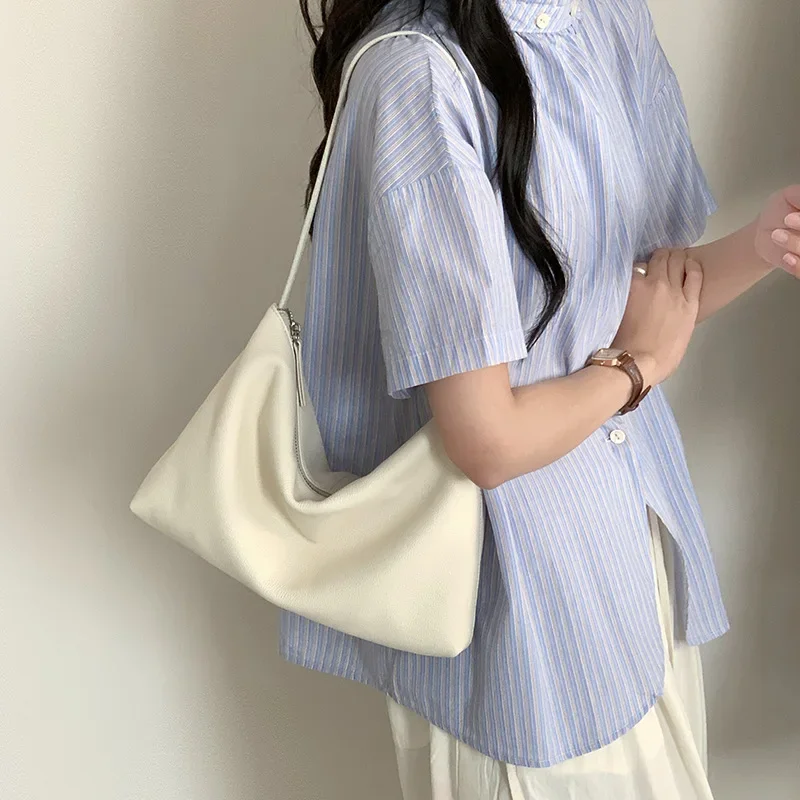 

Women's Large Capacity Cowhide Shoulder Bag Female Commute Cow Leather Handbags Ladies Durable Luxury Designer Hobos Bags Lady