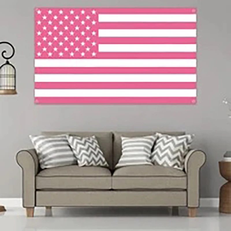 Funtalk Sommer-Wandteppich mit amerikanischer Flagge in Rosa, lustiges rosa gestreiftes Hintergrundposter für die Dekoration des Wohnzimmers. – Detail 3