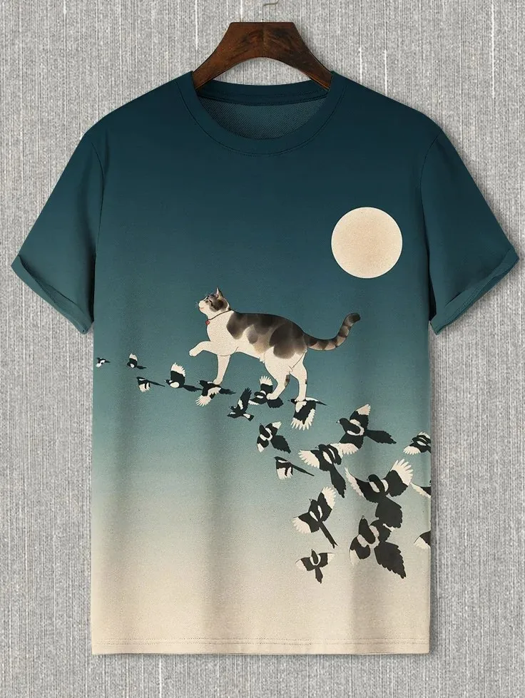 

Men's Japanese Ukiyo-E Printed T Shirts Short Sleeved Tee Tops 3D Print O-Neck Shirts Party Summer Casual Men's Clothing Apparel