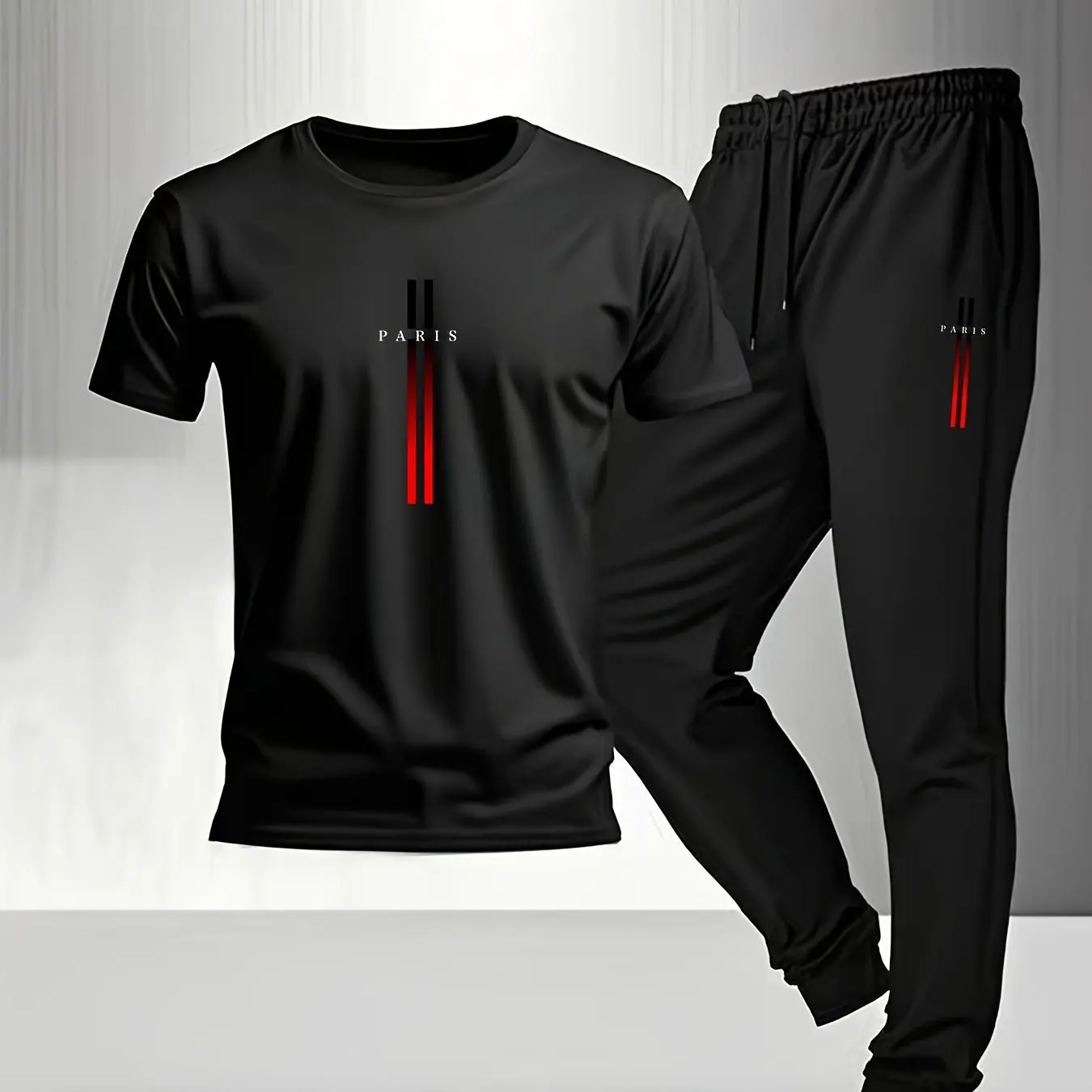 

2026 new Eco-friendly Comfort Cotton American Men's Casual Sports T-Shirt and Pants Set Summer Outfit