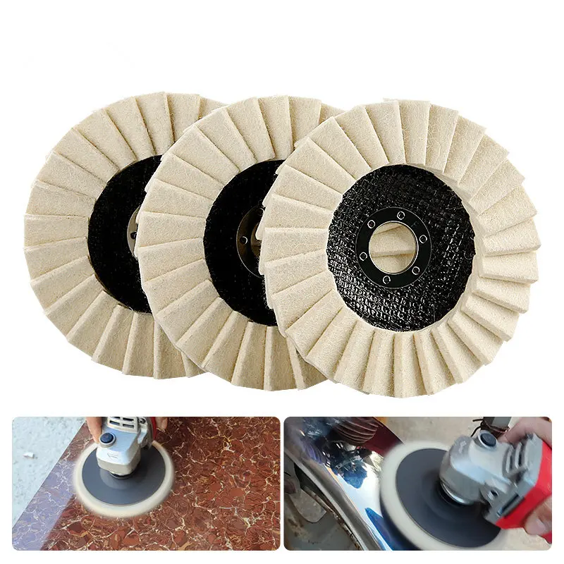 

LOZLIN 3PCS 5In Round Wool Polishing Wheel – 125mm for Angle Grinder Multi-Surface Professional Felt Buffing Pad for Stainless Steel, Granity, Marble Mirror Finish Grinding Tool Accessories