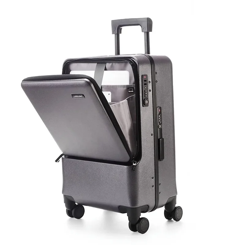 

Business Luggage Front Open Universal Silent Wheel Computer Compartment 20" Boarding Box 24" Large Capacity Password Suitcase