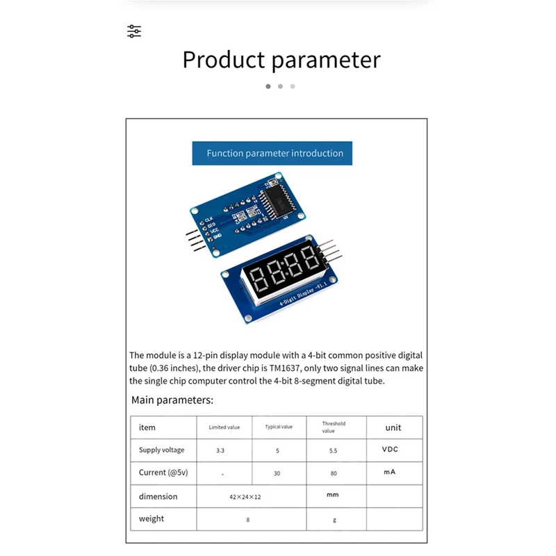 TM1637 LED โมดูล4ไดรเวอร์แบบอนุกรมสำหรับ Arduino หลอดนาฬิกาขั้วบวกสีแดงขนาด0.36นิ้ว7ส่วน