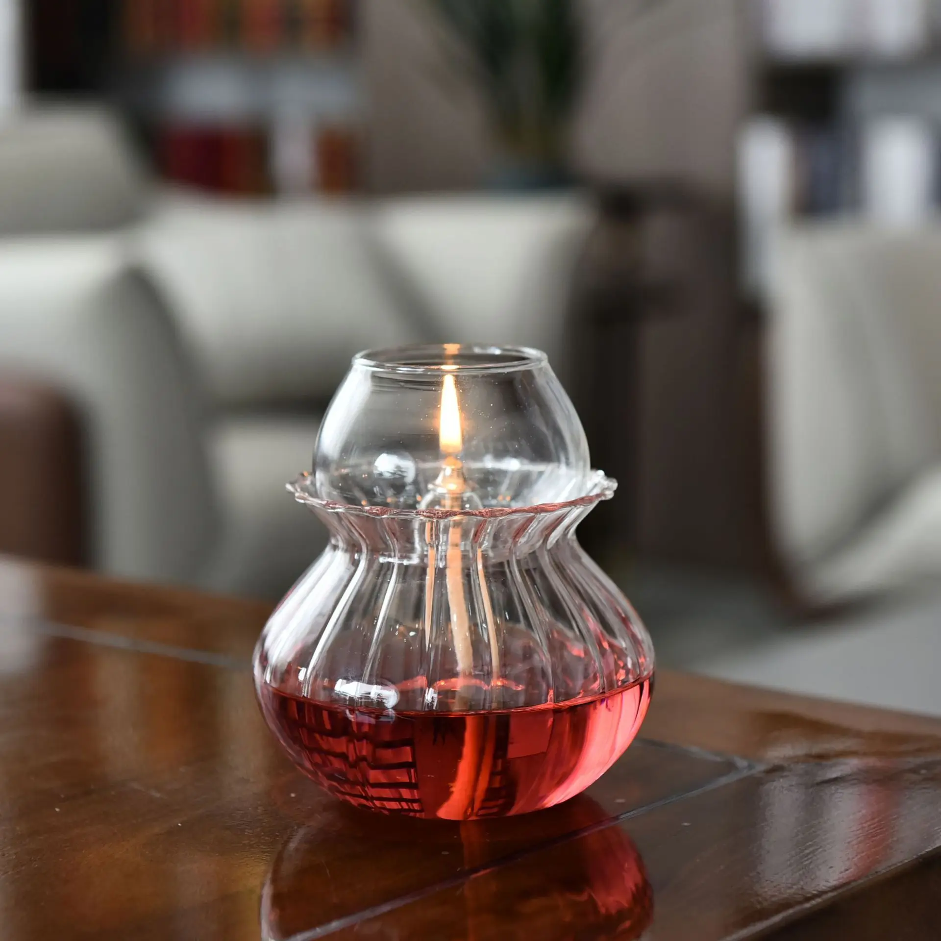 Creative Transparent Handmade Glass Candlestick Oil Lamp Retro Decoration Household Decoration