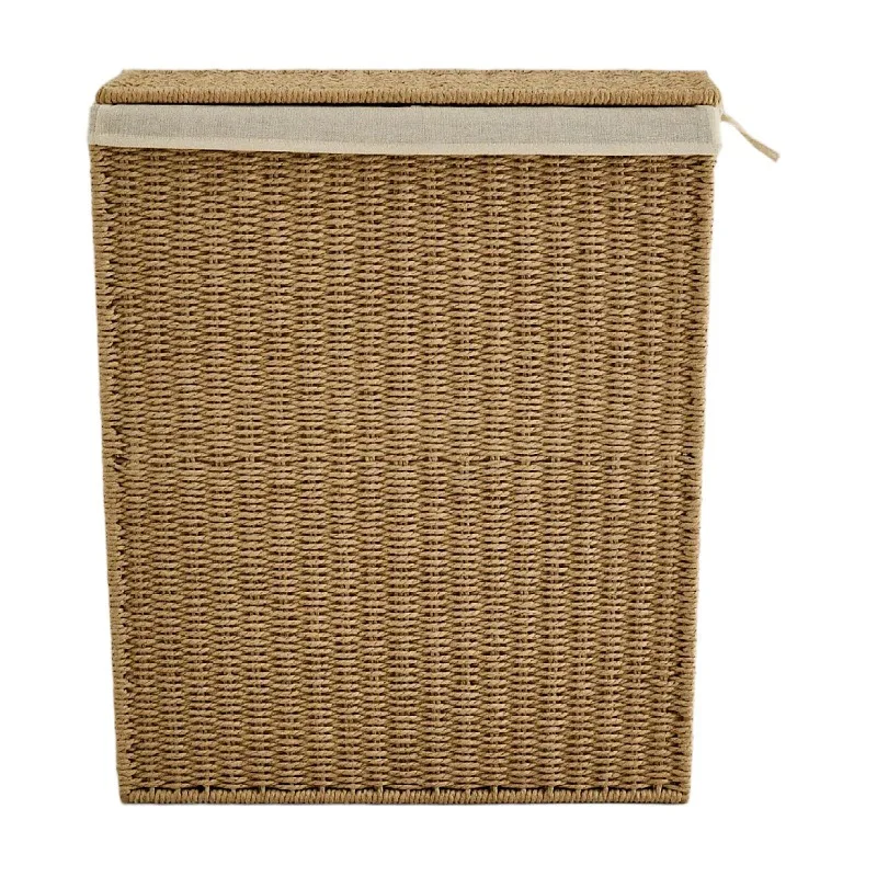 Laundry basket Foldable paper rope woven laundry basket, large-capacity clothes hand-woven storage basket