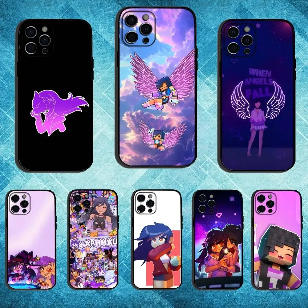 Чехол для телефона A-Aphmau M-Meow с аниме-кошками для iPhone 17,16,15,14,13,12,11 Plus, мягкий черный чехол Pro Max