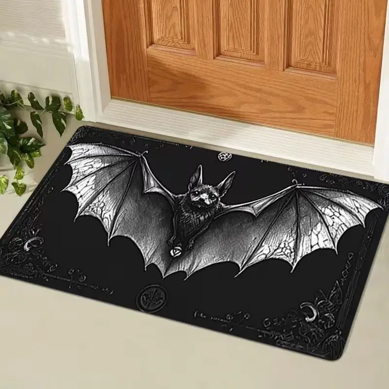 3D Skull Maniac Halloween Doormat, Non-Slip Indoor/Outdoor Entry Mat, Spooky Entryway Holiday Decor Rug, Home Decor