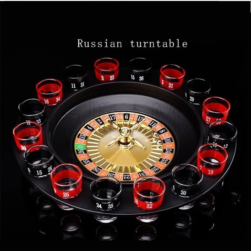 Strumenti Russia Giradischi Shot Glass Russo Roulette da bere Set da gioco 16 colpi