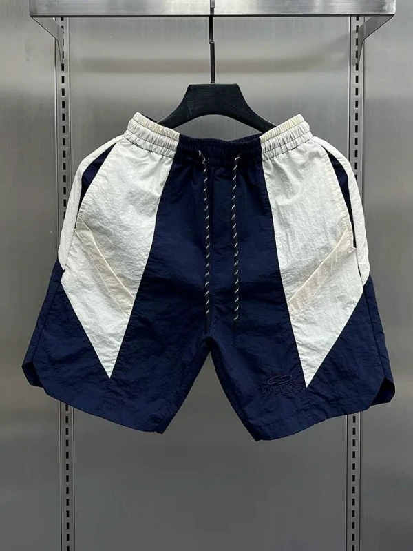 

Мужские летние спортивные шорты больших размеров в американском стиле с цветными вставками, на эластичном поясе с завязками, с разрезами, для пляжа, модные городские повседневные шорты