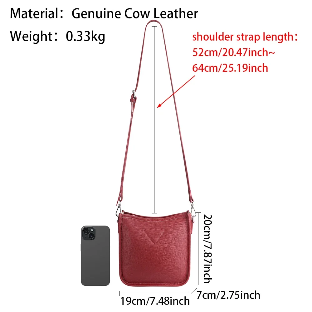 Royal Bagger Solid Color Women's Crossbody Bags, Genuine Leather Mobile Phone Bag, Casual Fashion Shoulder Coin Purse 1917