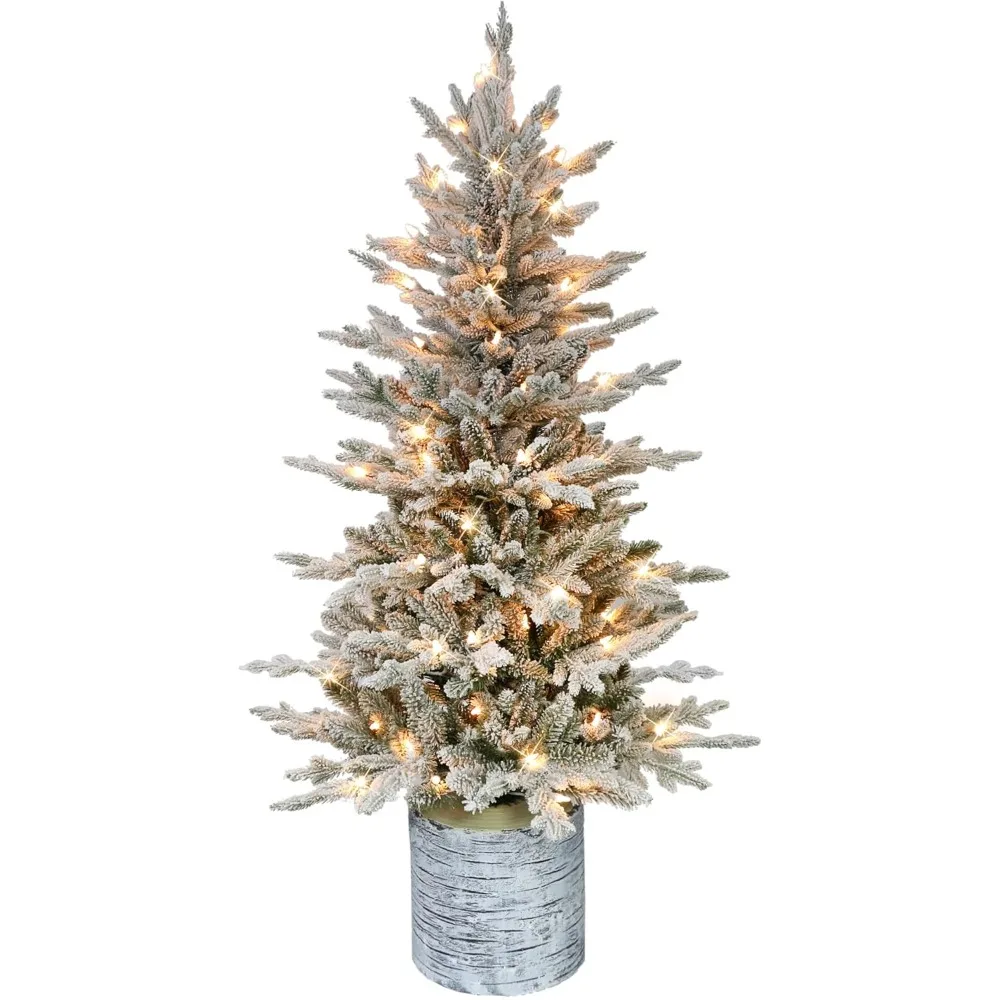 

4.5 Feet Tall Pre-Lit Flocked Arctic Fir Christmas Tree with 70 Clear Lights and 419 Dense Branch Tips