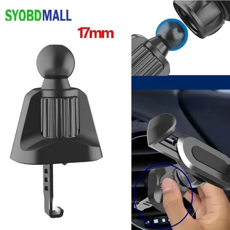 

Держатель для телефона в машину с шаровой головкой 17 мм, J-образный крючок-зажим, вращающийся держатель для автомобильного воздуховода, аксессуары для крепления, кронштейн в форме банта