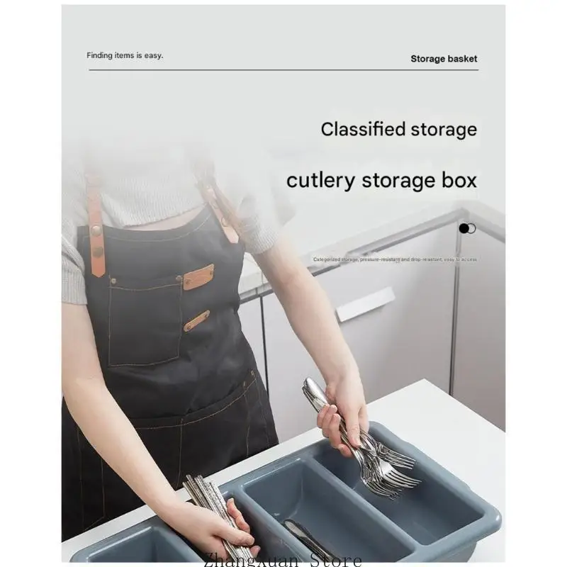 Utensilien-Aufbewahrungsbox, vier Abschnitte, Küchenorganisation, Besteckschublade, 3XUF – Detail 7