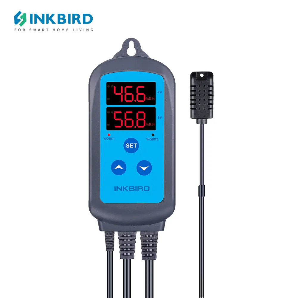 INKBIRD IHC-200 Humidity Controller with Moisture Probe Dual Outlet Pre-Wired Smart Moisture Controller for Brewing,Breeding