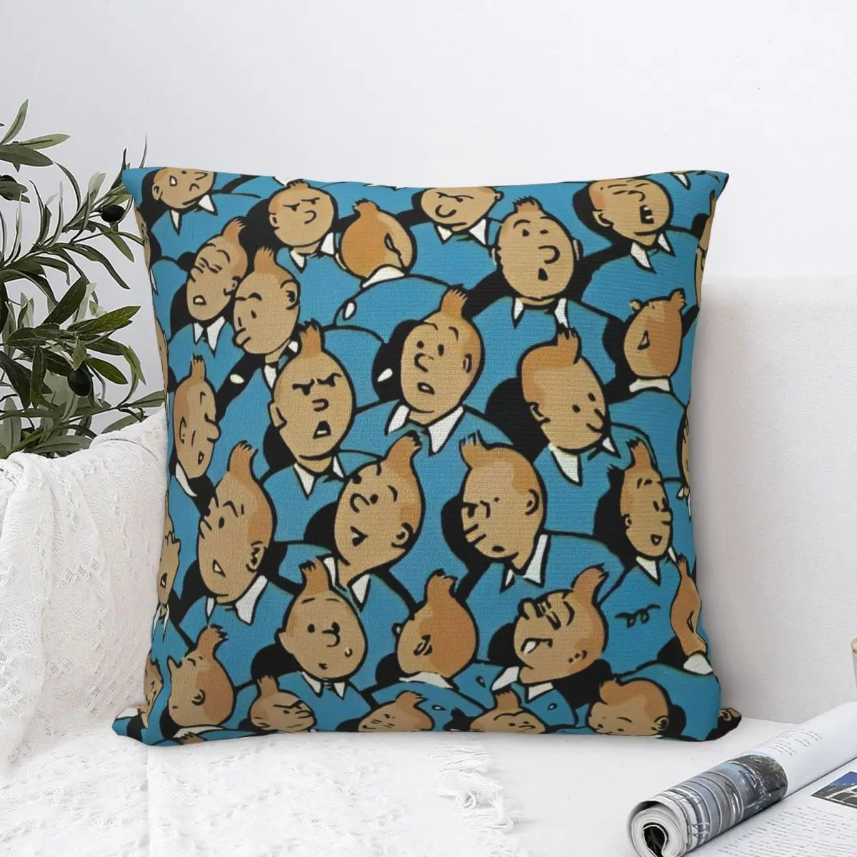 Tintins Cartoon Anime Pillow Covers Printed Polyester Cushion Cover Decorative Pillow Case Cover Home Square 45X45cm Multi-Size