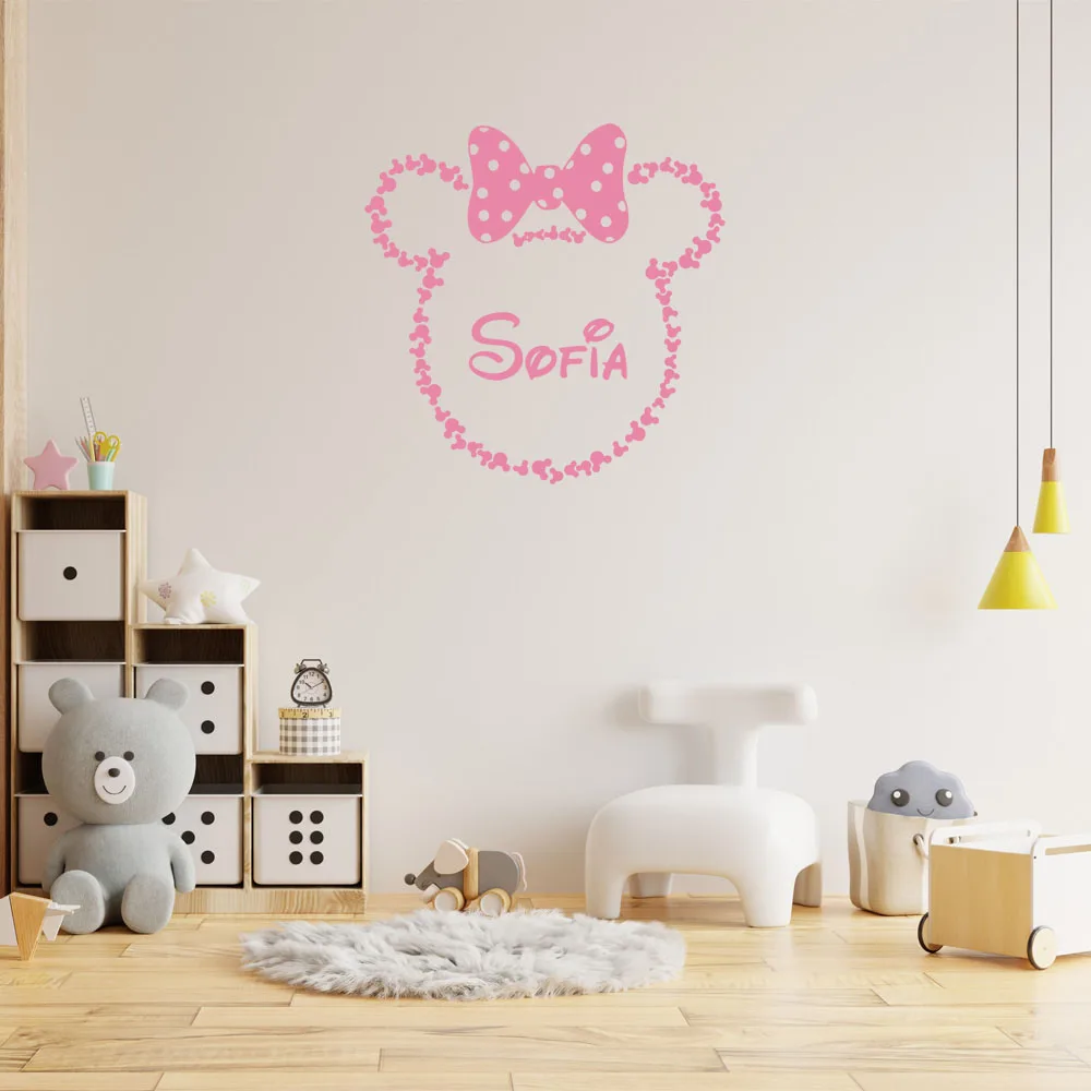 

1 pc nice Mouse head customize text Wall Sticker Removable Wall Stickers Diy Wallpaper for kids room Decor Living Room Bedroom