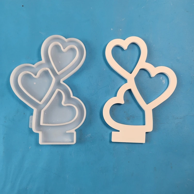 Love Wedding Decoration DIY Silicone Mold Hollowed Out Three Love Heart Plugs Plaster Moulds