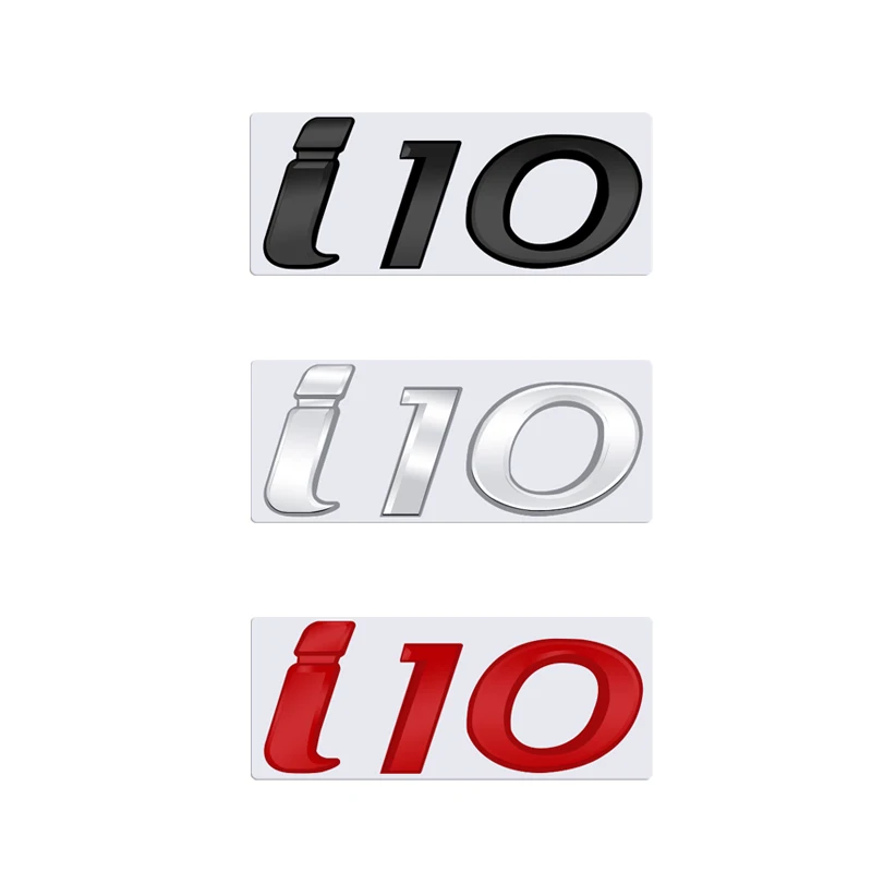 

3D For Hyundai I10 Logo Emblem Glossy Black Chrome Silver Red Metal Badge Decal Car Sticker Accessories
