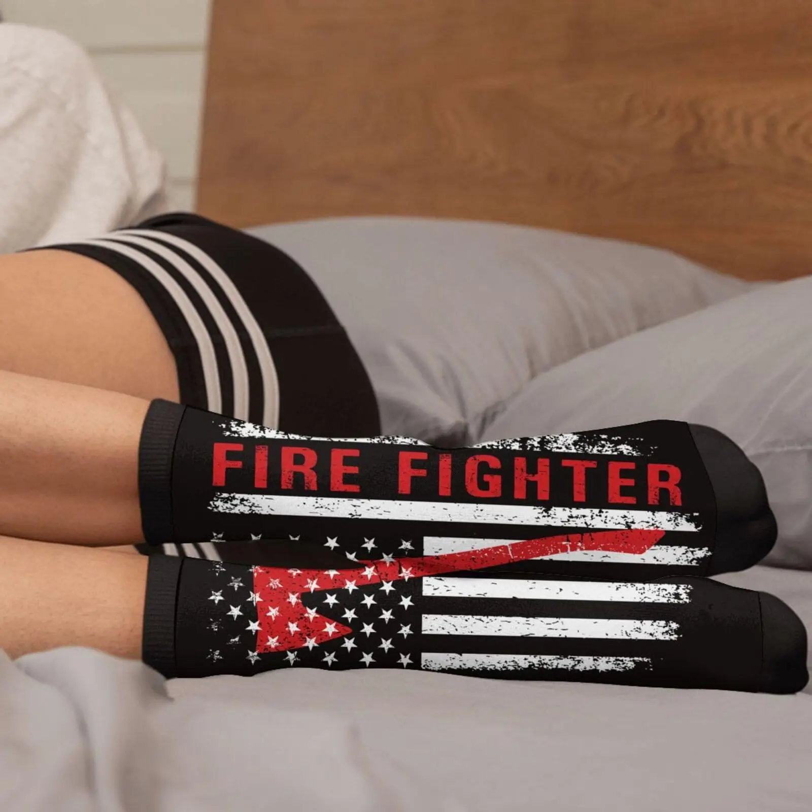 Fire Fighter Novelty Crew Socks Casual Crazy Funny Dress Socks For Women Men Teens Gift image 4