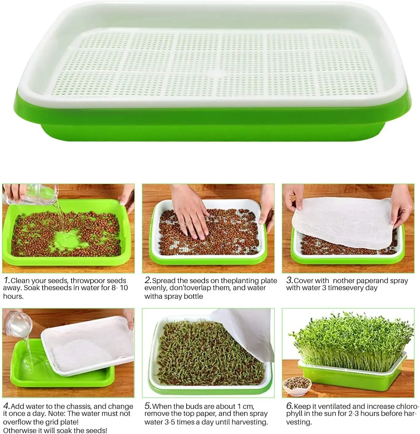 Microgreens Sprouter Tray Hydroponic / Sprouting Tray For Sprout Horticultural Hydroponic Systems Tray Garden Nursery Potted Mic