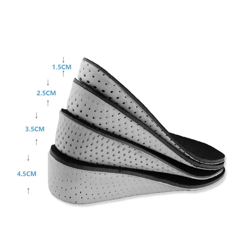 1 Pair Shoe Insoles Breathable Memory Foam Heighten Heel Insert Sports Shoes Pad Cushion Unisex 2-4.5cm Height Increase Insoles