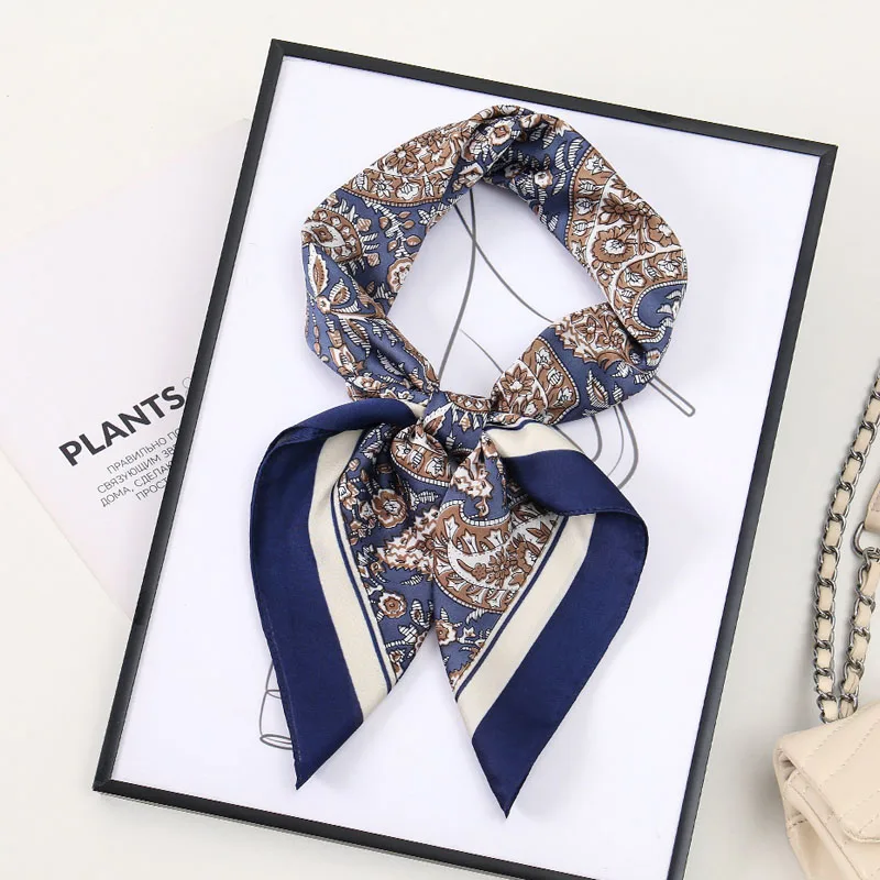 

Silk Square Scarf Women Luxury Floral Print Kerchief Soft Satin Hairband Hands Bag Ribbon Foulard Hijab Neckerchief Headband