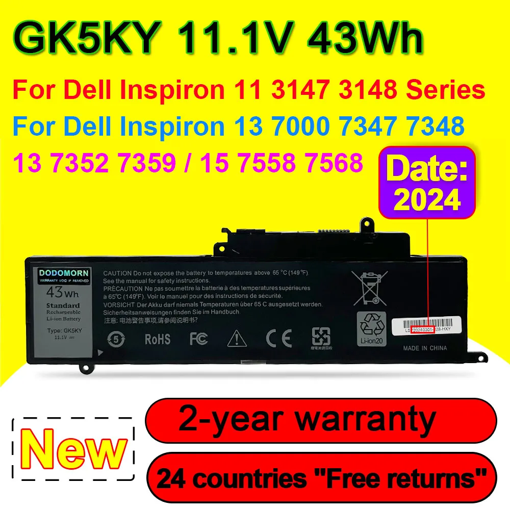 

GK5KY аккумулятор для ноутбука Dell Inspiron 13 7000 7347 7348 7352 7359,11 3147 3148 3152 3157,15 7000 7558 7568 серии 11,1 В 43 Втч