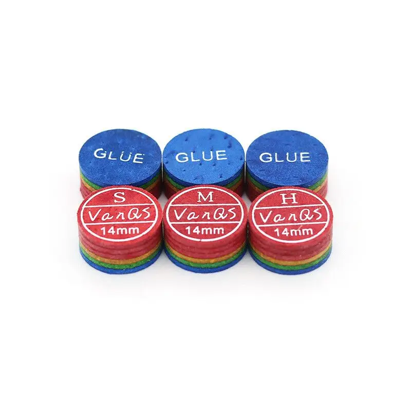 14mm Regenbogen Karam bol Billard Pool Queue Spitze 6 Schichten s m h Zubehör