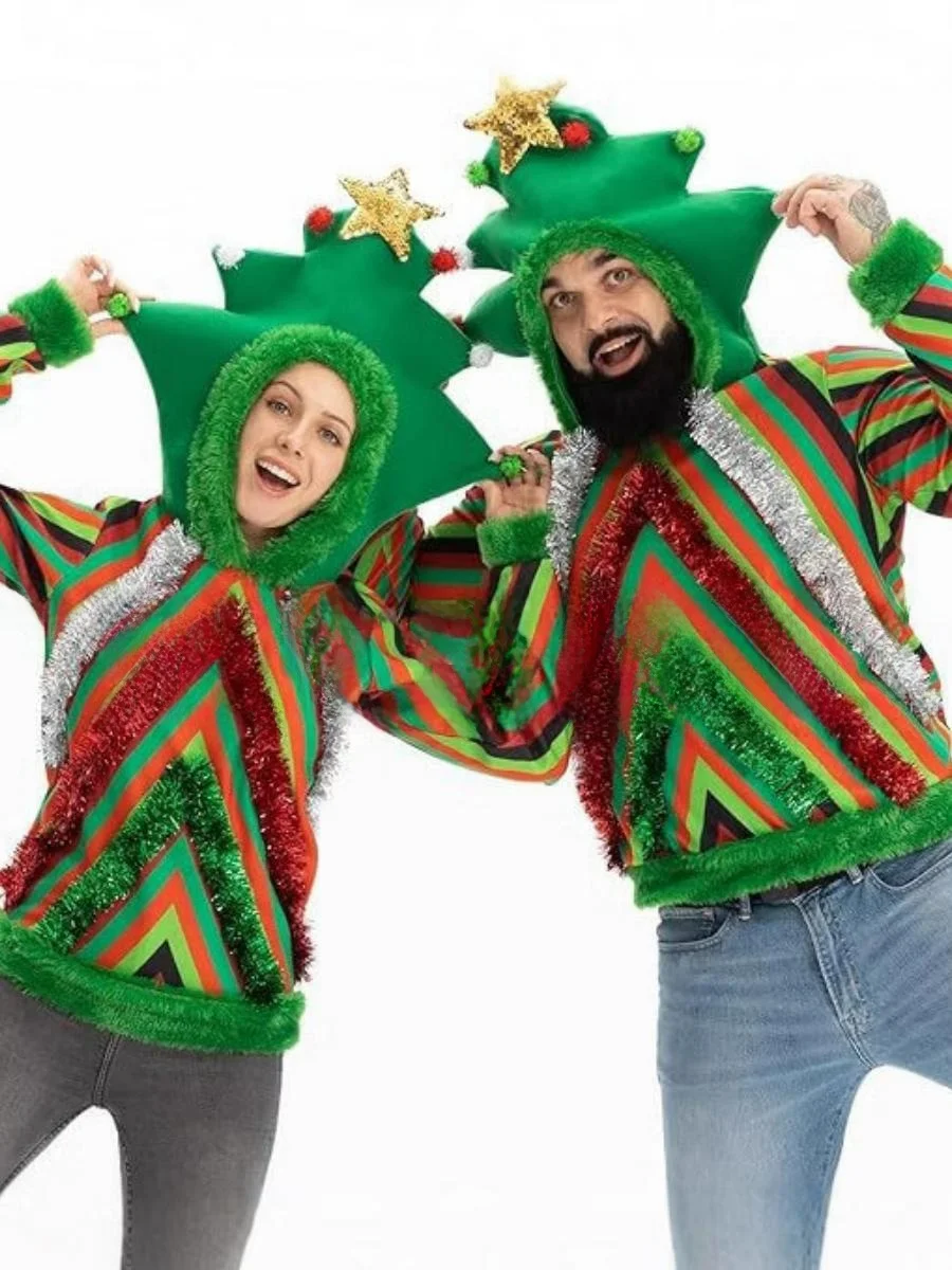 جديد Cisas loween Cisas Tree هوديي أعلى الأداء زي مادة البوليستر مرحلة الأداء الملابس للنساء