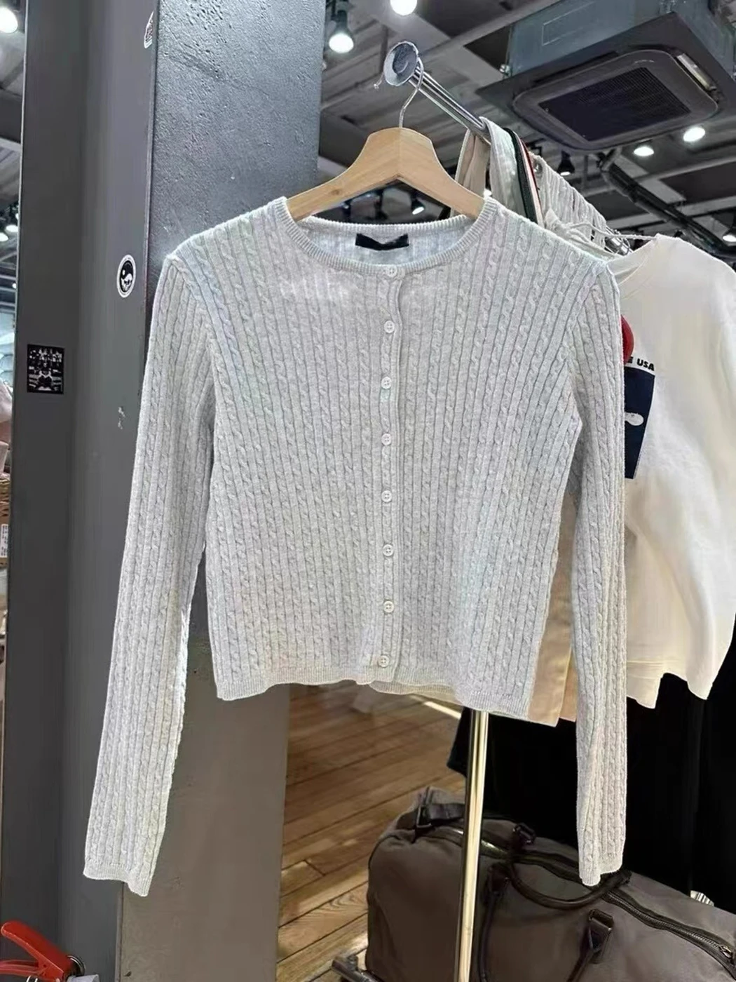 Twisted Knitted Sweater Cardigan Women Spring Clothes 2025 Single Breasted Long Sleeve Cotton Sweaters Sweet Knitwear Y2k Tops