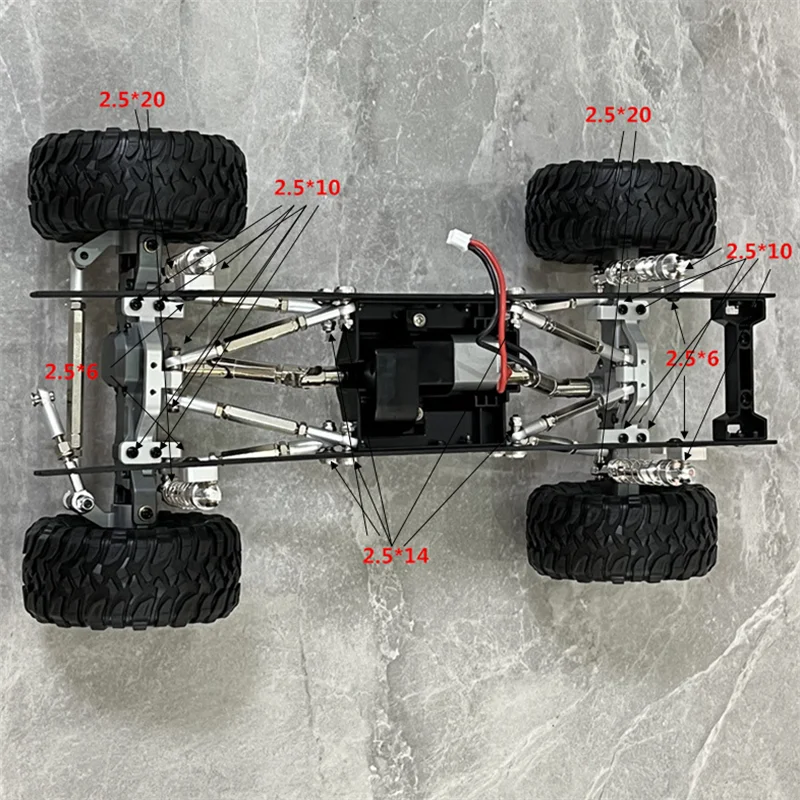 Aggiornamento in metallo tirante ammortizzatore tirante sedile nove pezzi Set per Feiyu FY003-5A WPL C14 C24 1/16 RC ricambi auto