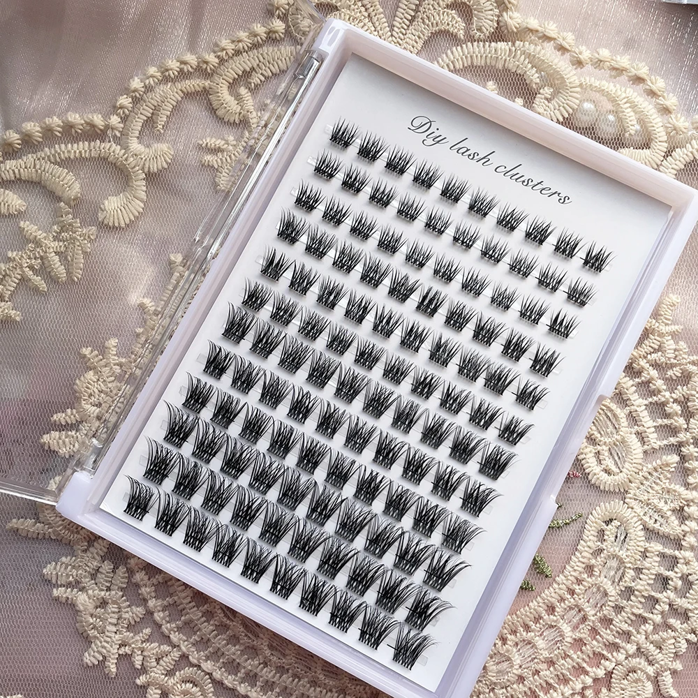 120pcs Cluster Lashes Natural Thick Large Capacity Ultra Lightweight Diy Natural Cat Eye 10-16mm False Eyelashes