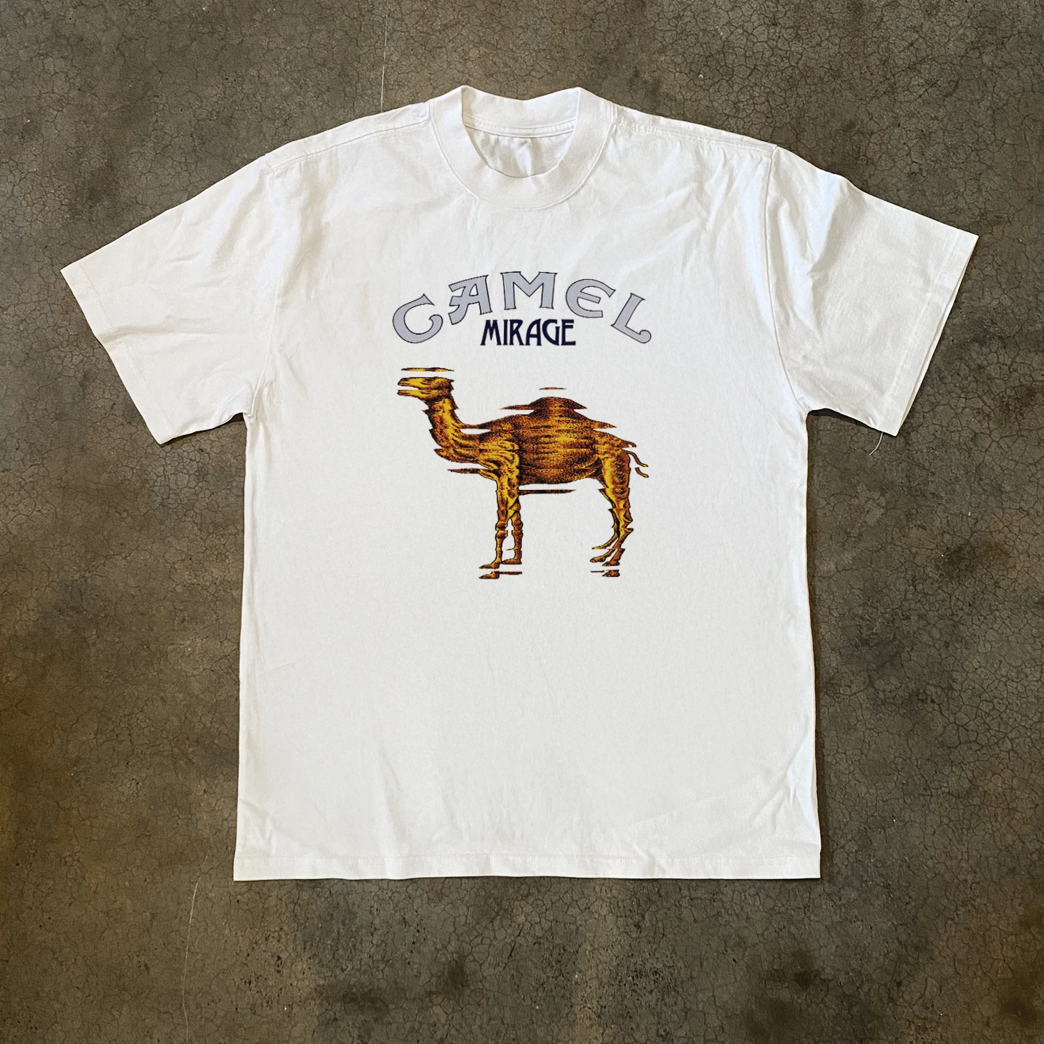 T-shirt vintage streetwear classique Camel Mirage en coton avec motif graphique pour hommes et femmes, streetwear d'été