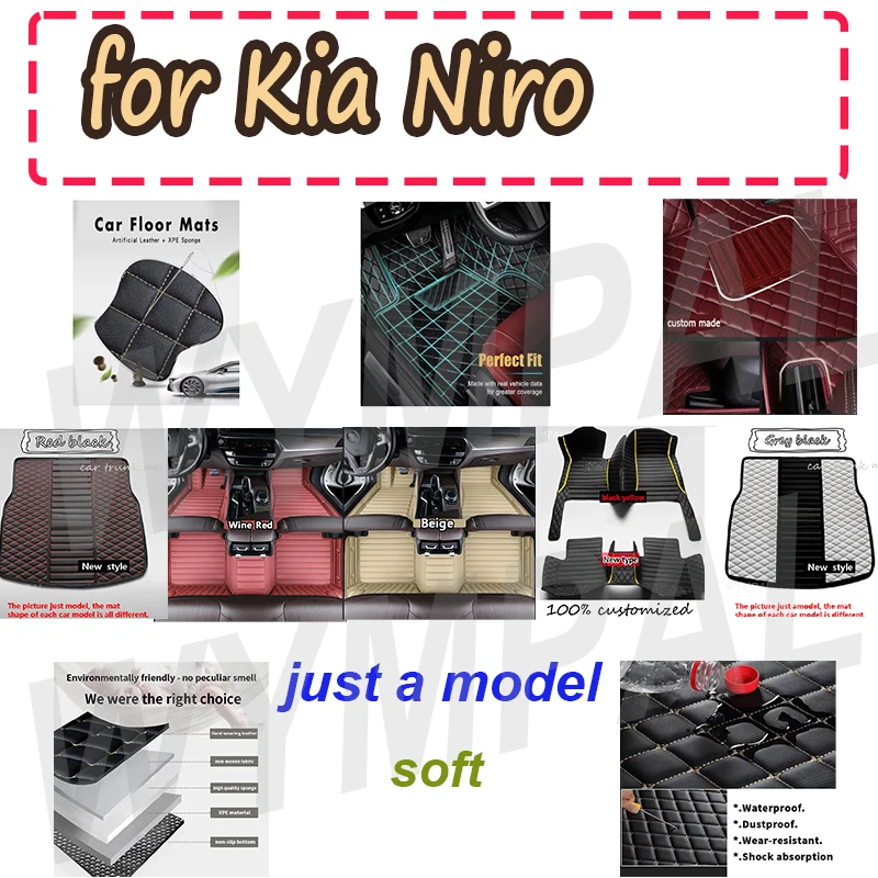 

LUXURY Car Carpet Floor Mats For Kia Niro SG2 2023 2024 2025 Waterproof Pad Leather Mat