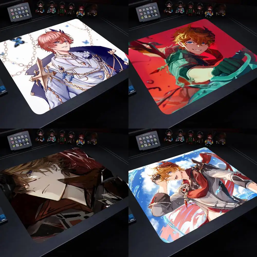 Tartaglia Genshin Impact Mouse Pad 22X18 Square Computer Accessories Office Game Table Mats Rubber Anti-slip Mousepads