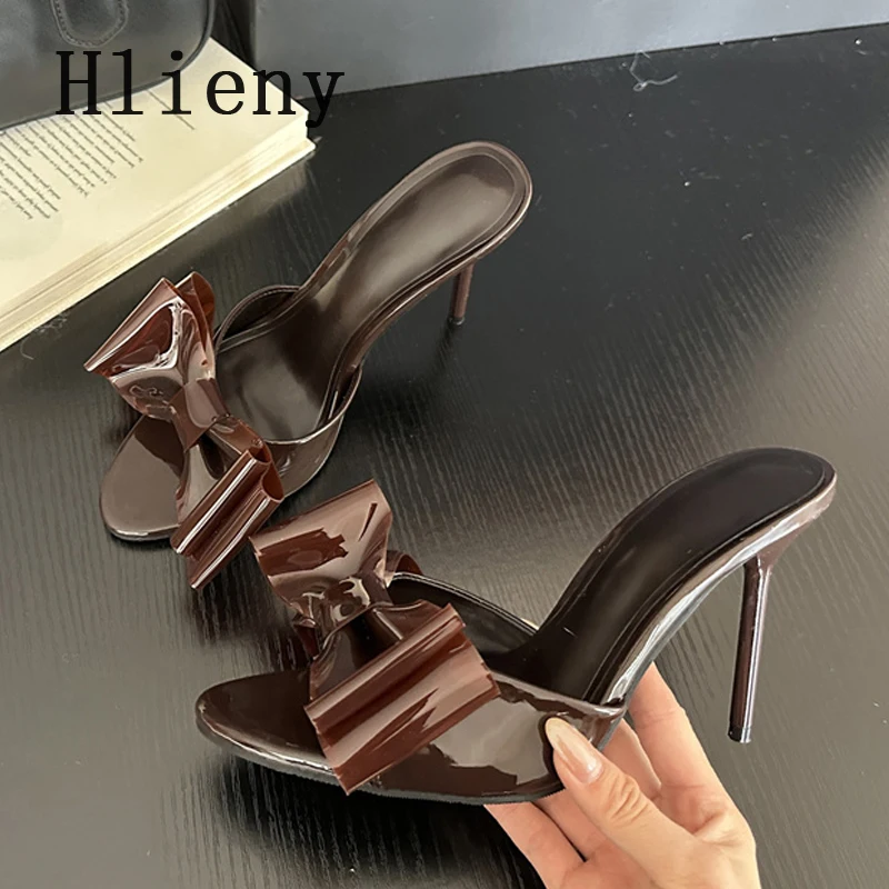 

Hlieny Summer Fashion Bowknot Woman Slippers Thin High Heels Ladies Mules Slides Shoes Stripper Sandals Zapatos De Mujer