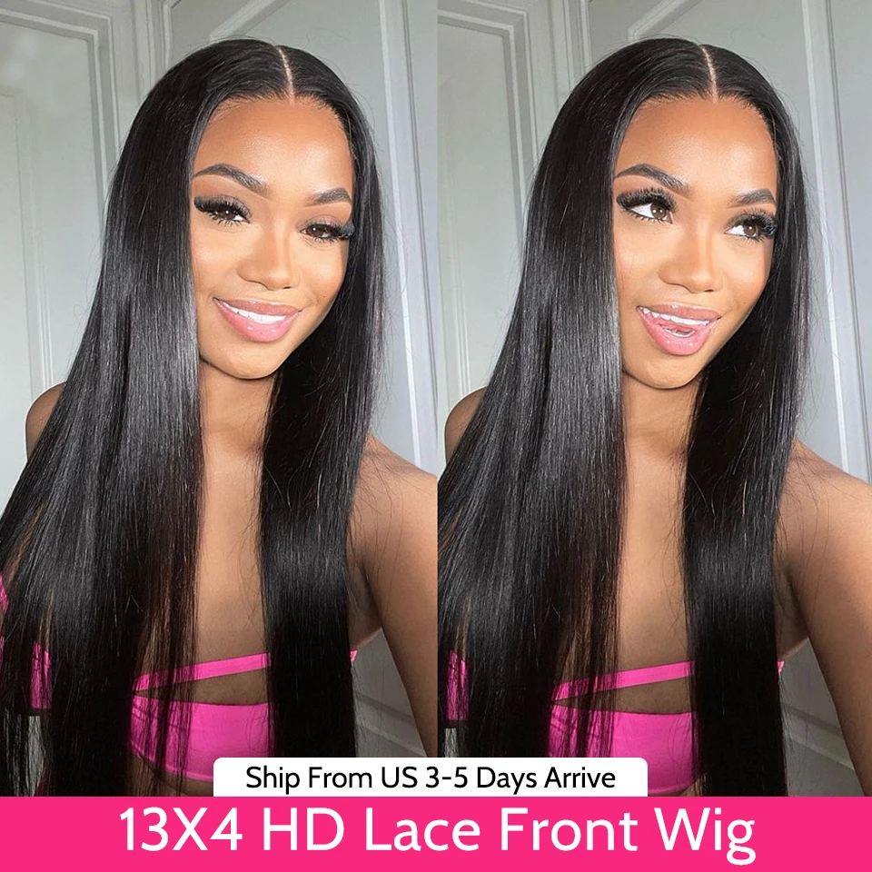 13X6 HD Lace Frontal Wig Brazilian Straight Transparent Lace Front Wigs For Women Human Hair PrePlucked Hairline On Sale