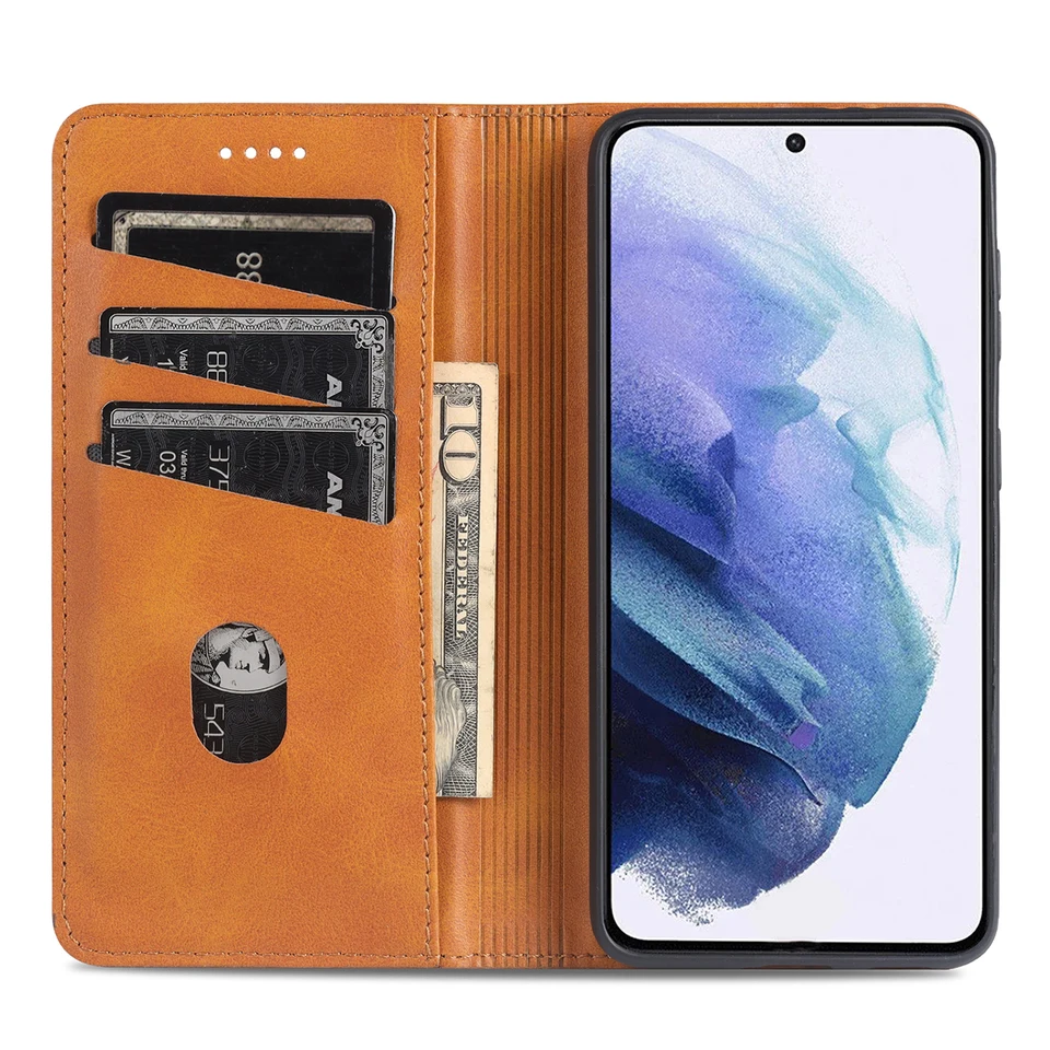Funda de cuero de lujo con absorción magnética para Samsung Galaxy S21 Plus S22 S23+ Ultra 5G, funda tipo billetera con tapa protectora 4