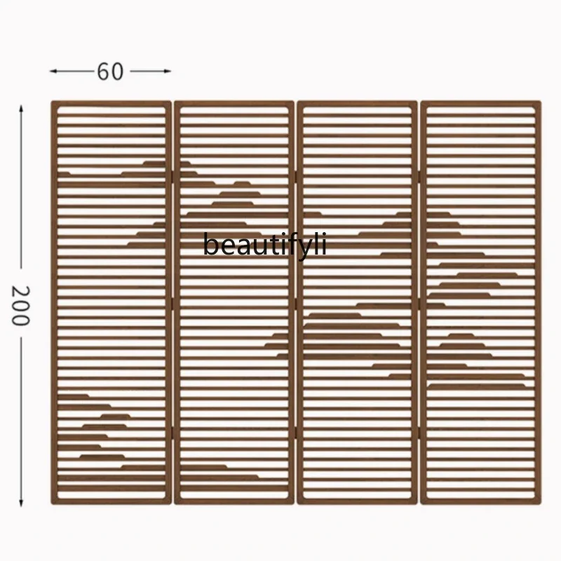 

VClassical New Chinese Style Solid Wood Home Screen Partition Wall Living Room Mobile Folding Hotel Teahouse Decoration