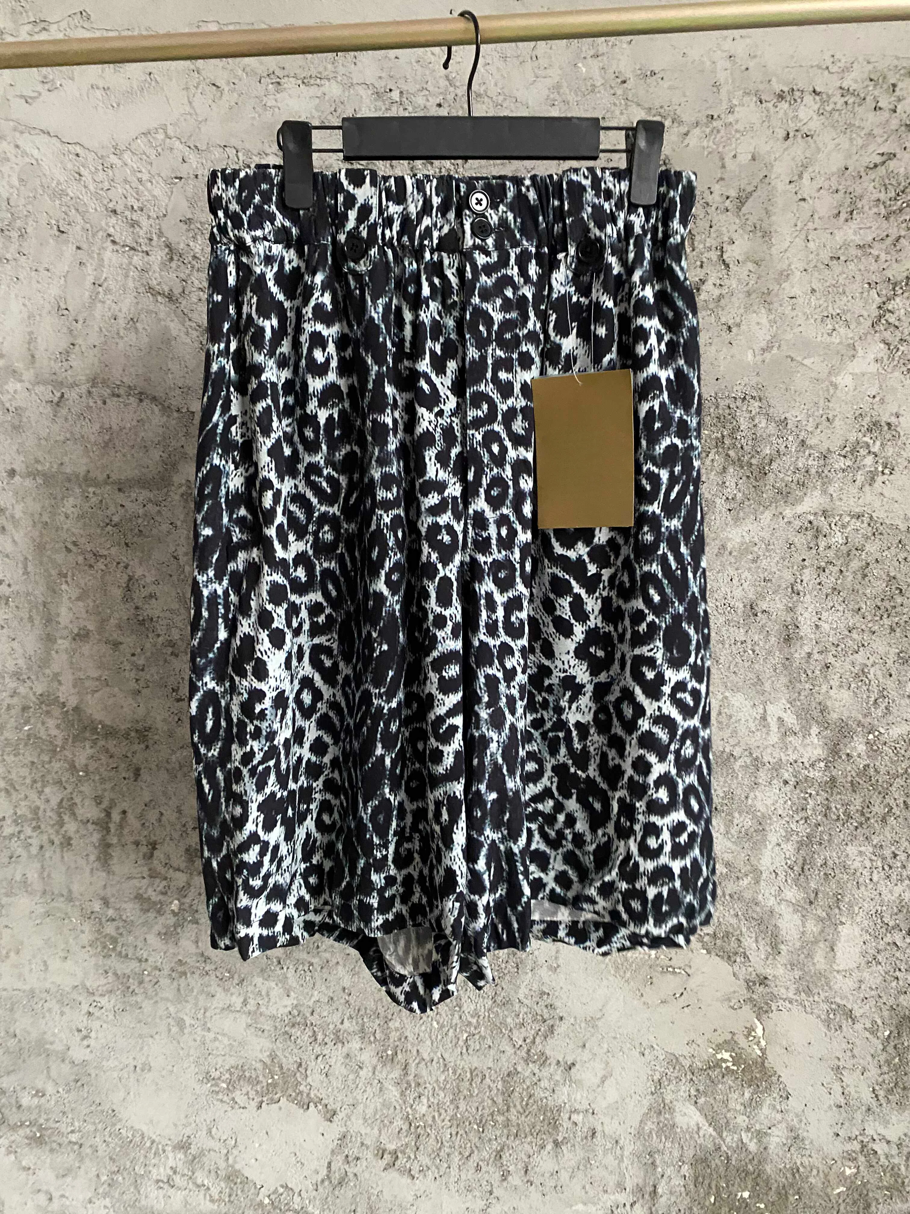 TOP-YAMAMOTO leopard print shorts, Hirata Kazuhiro, Japanese loose casual pants, thin mid-waist capri pants
