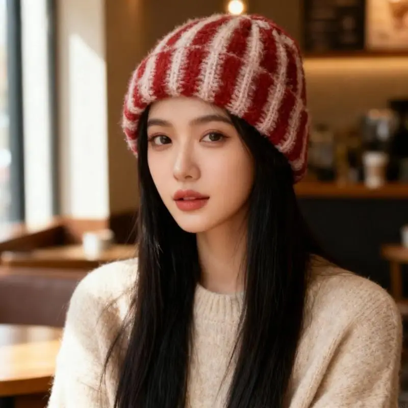 Y3NE قبعة أكريليك مخططة ناعمة مقاومة للرياح تصميم حراري للمغامرات الخارجية في الشتاء وركوب الدراجات والتسلق والتزلج #2