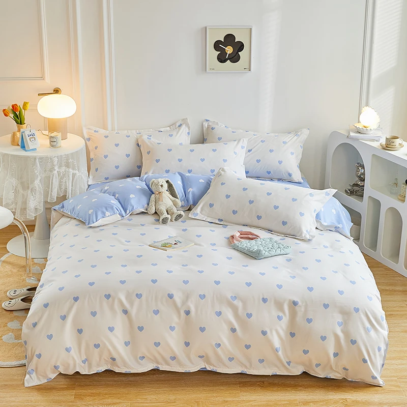 

1 шт. пододеяльник белое синее сердце с принтом мягкое постельное белье для односпальной двуспальной кровати размера «queen-size»