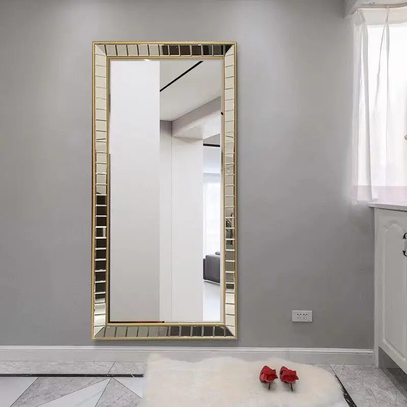 

Luxury Floor Mirror Standing Modern Moving Full Body Long Bedroom Funky Hanging Mirror Bathroom Espelhos Living Room Decorations