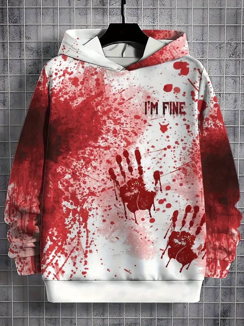 Bloody 3D impreso hombres con capucha divertido Halloween mujeres con capucha cordón bolsillo sudadera niños Hip Hop Harajuku jerseys Tops