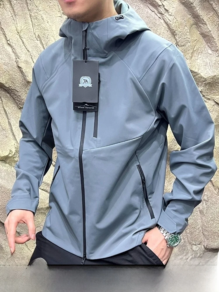 

Men's Outdoor 3D Tailored Version Fce Lined Windproof Jaet Hooded Spring Autumn Stand Fit Casual Nylon Polyester Zipp...