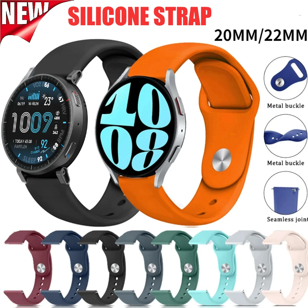 20mm 22mm Silikonarmband für Samsung Galaxy Watch 7 6 5 4 Huawei Watch GT6/5/4 Pro 46mm Weiches Armband Amazfit Active Max/Balance