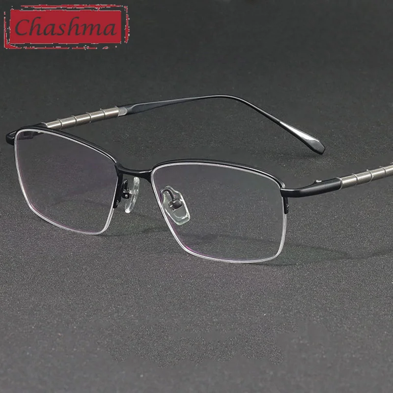 Chashma Top Quality Men Frame Pure Titanium Prescription Glasses Ultra Light Optical Eyewear Flexible Spectacles for Male